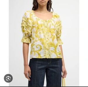 Ramy Brook Floral Yellow and White Blouse